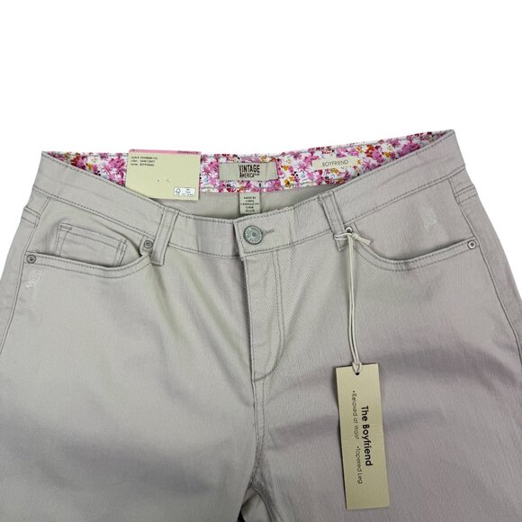 Vintage America Womens Sand Cotton/Spandex Boyfriend Pants Casual Fit Size 6/28 - Picture 3 of 14